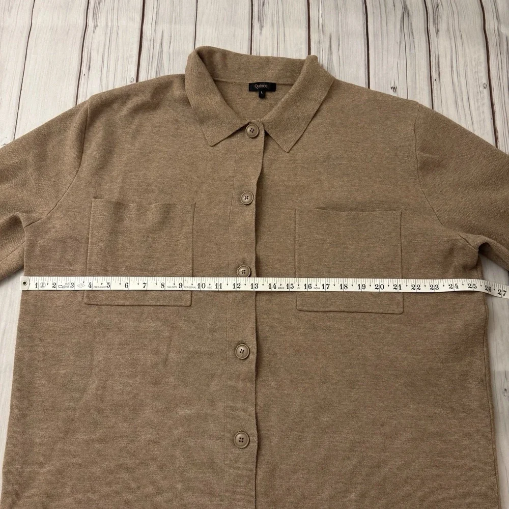 Quince Large Eco-Knit Milano Stitch Oversized‎ Shirt Jacket Taupe Outerwear